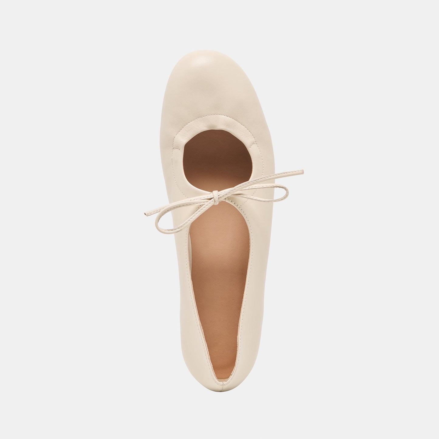 Ivory Round-Toe Middle Strap Slip-On Ballet Flats
