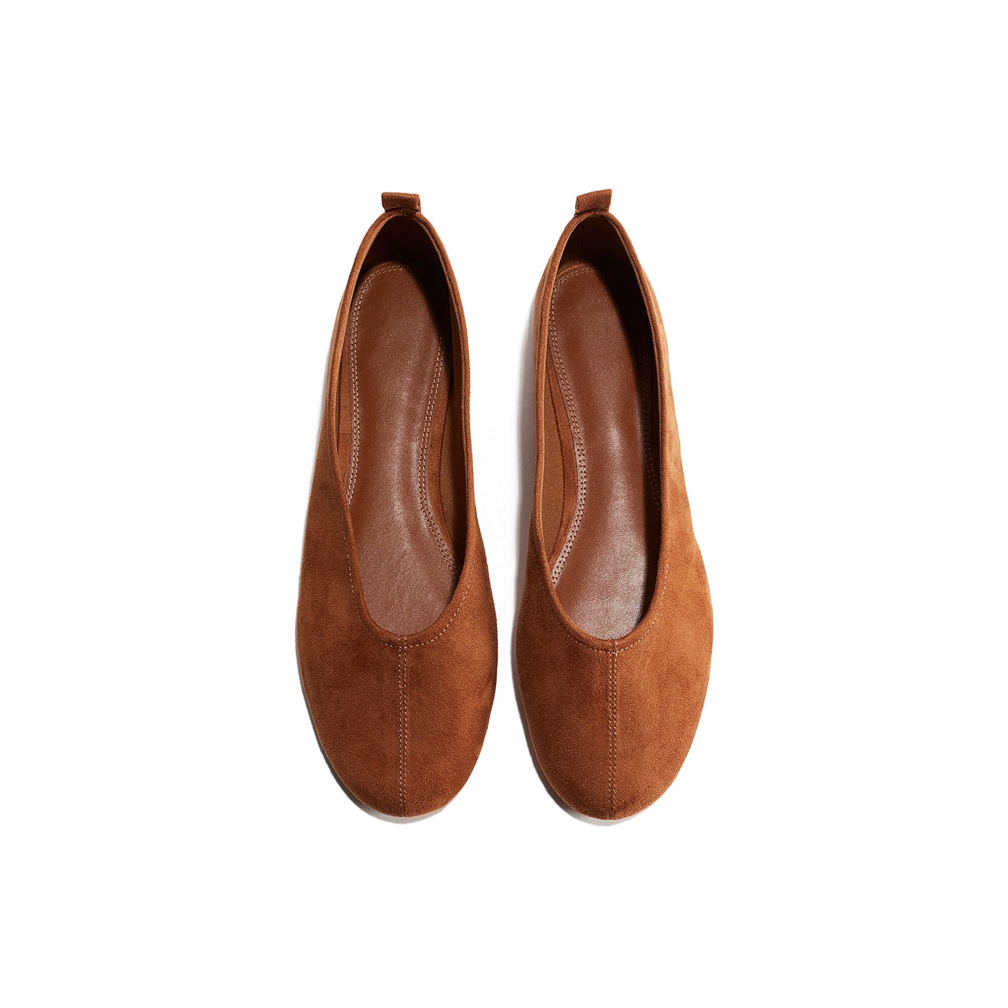 Brown Faux Suede Round-Toe Ballet Chic Flats
