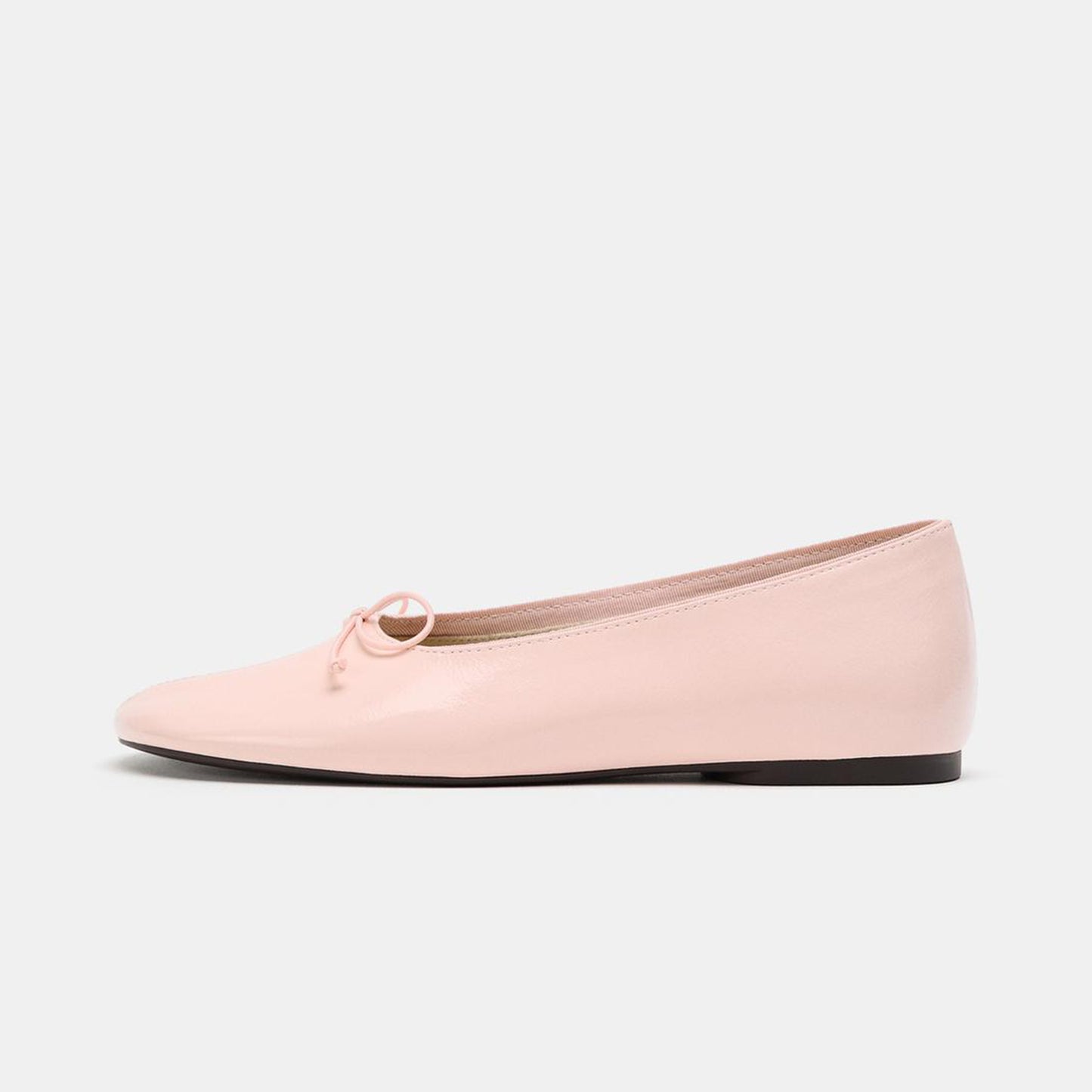 Pink Square-Toe Front Bow Simple Slip-On Ballet Flats