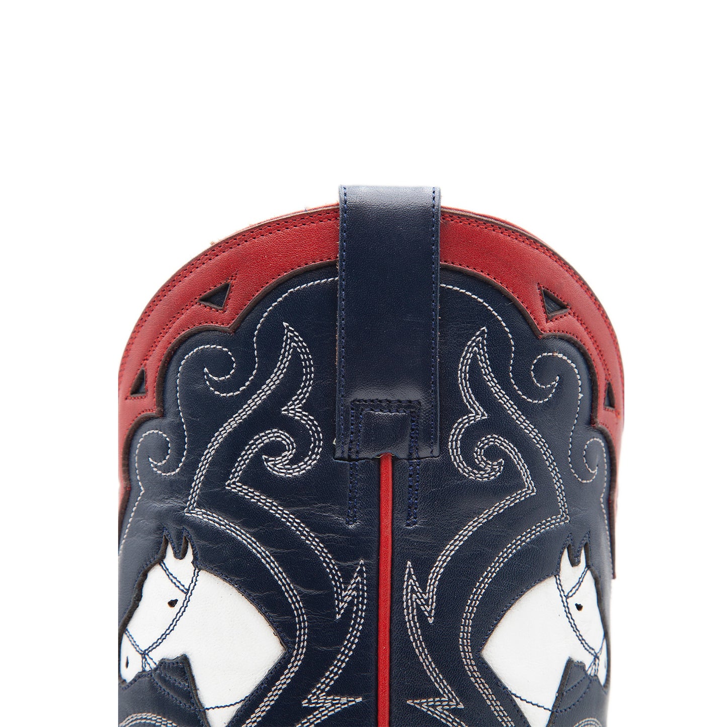 Navy Blue Pointed-Toe Embroidery Horses Inlay Ankle Cowgirl Boots