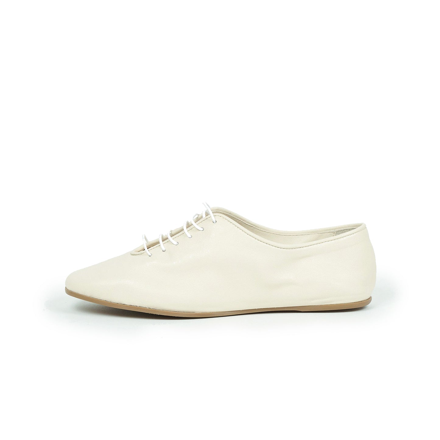 Ivory Square-Toe Lace-Up Chic Slippers Flats