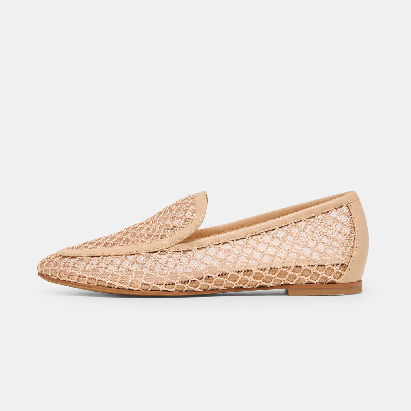 Beige Mesh Square-Toe Simple Classic Slip-On Ballet Flats