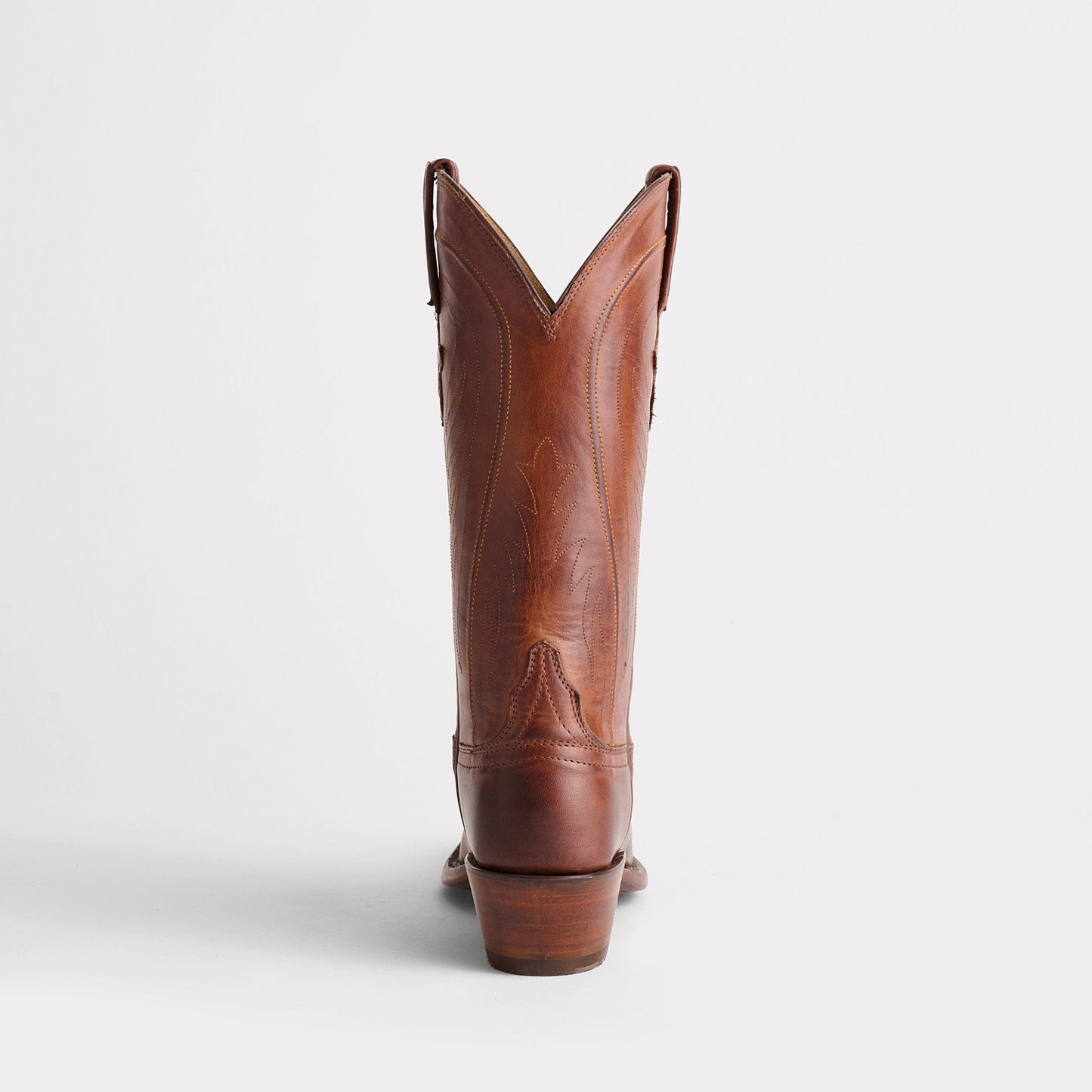 Tan Round-Toe Simple Mid Calf Chic Classic Cowgirl Boots