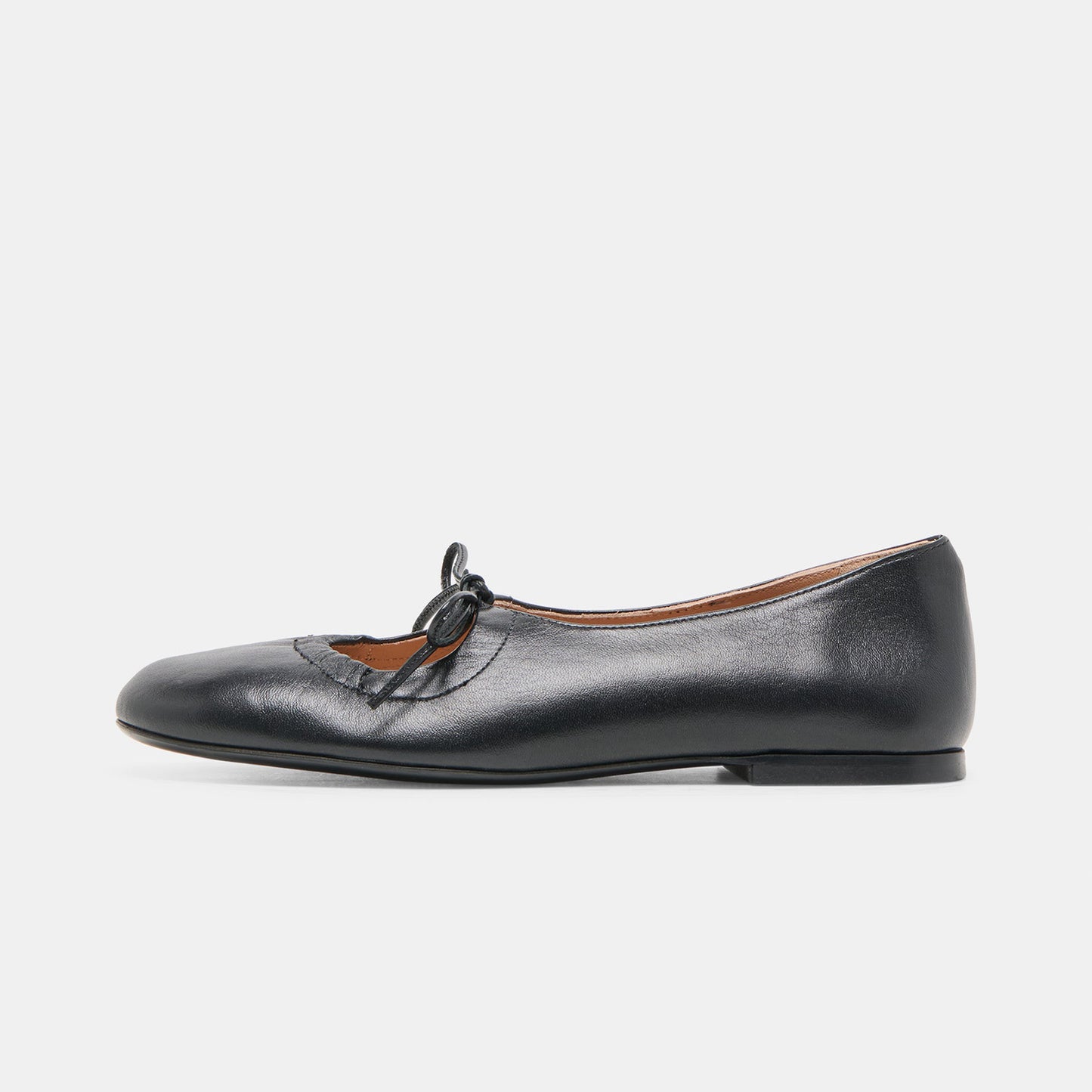 Black Round-Toe Middle Strap Slip-On Ballet Flats