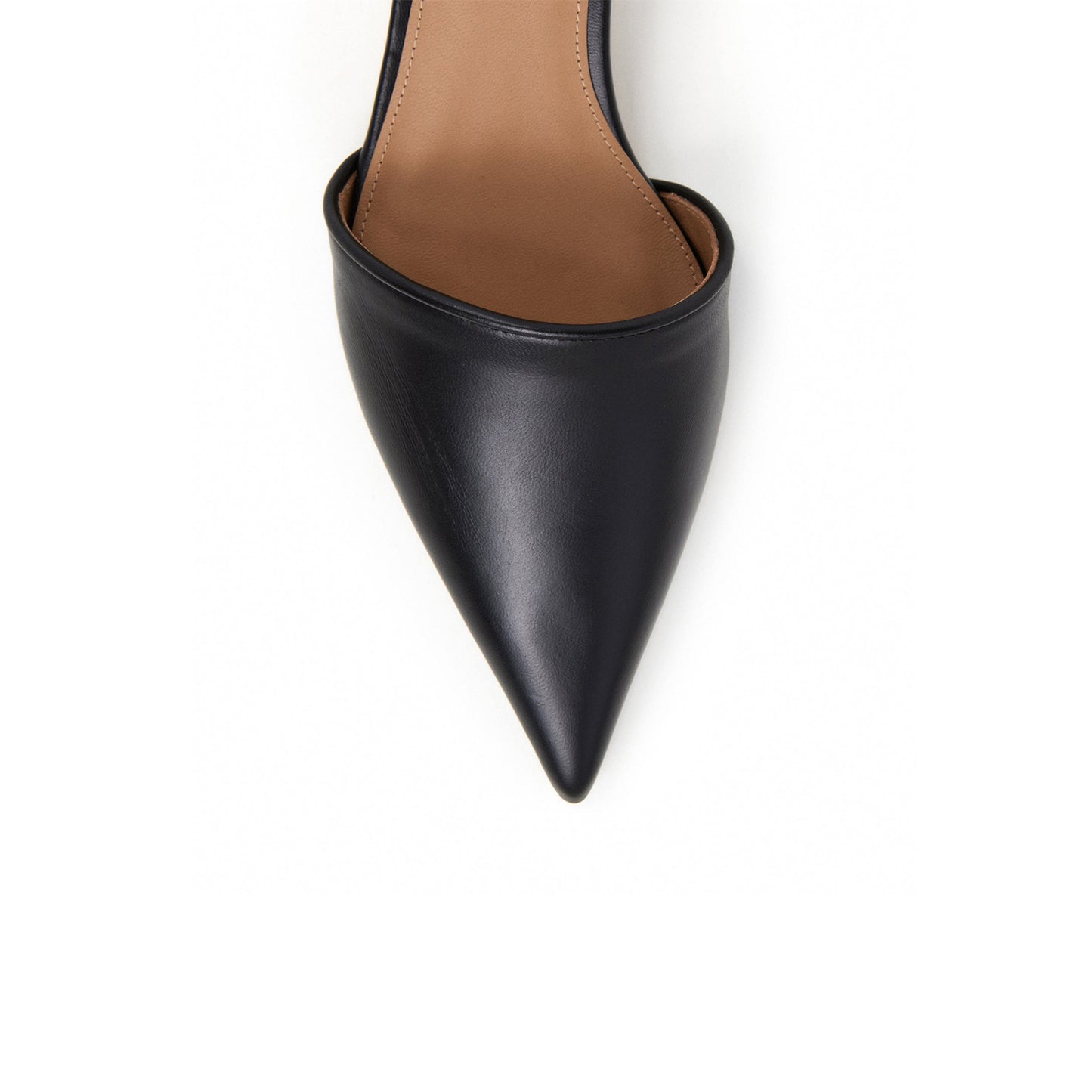 Black Pointed-Toe Slip-On Backless Kitten Heels
