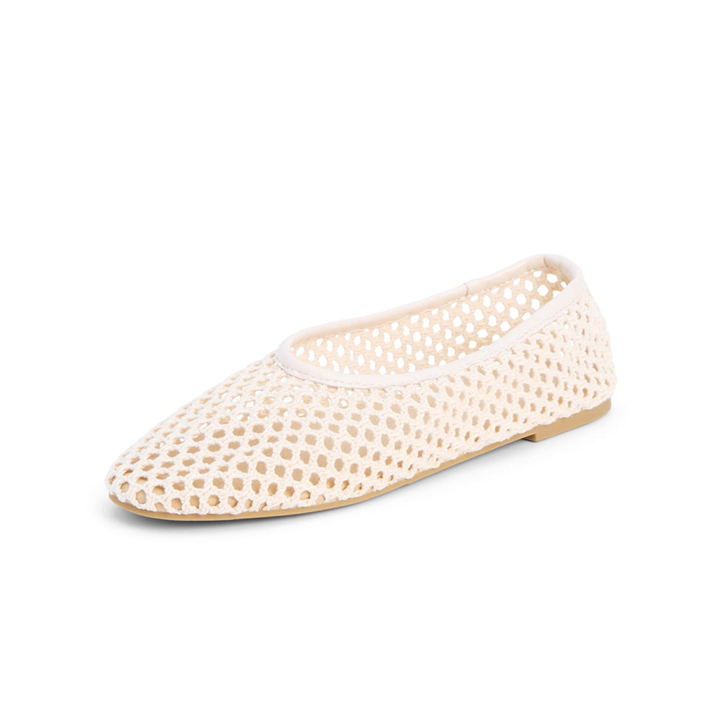 Ivory Woven Vegan Leather Round-Toe Slip-On Stylish Flats
