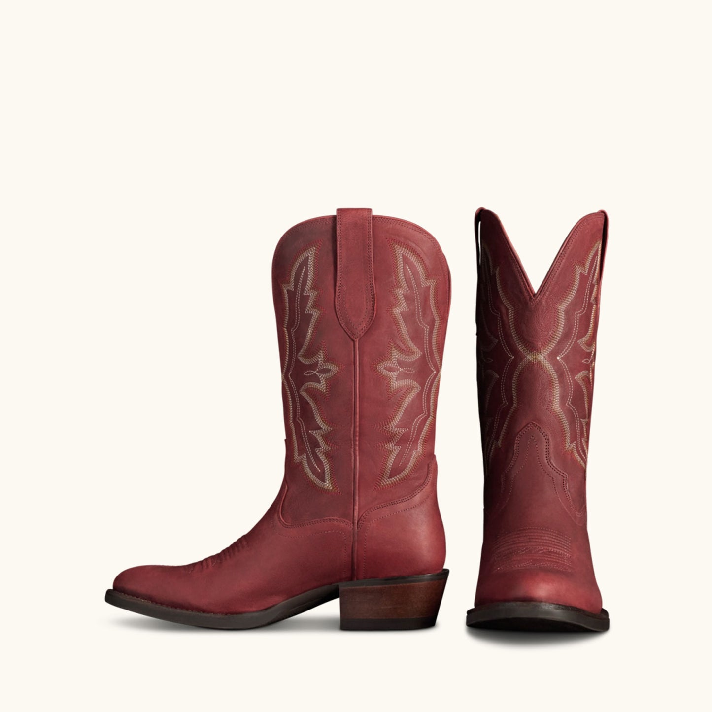Redwood Round-Toe Chic Embroidery Classic Western Mid Calf Cowgirl Boots