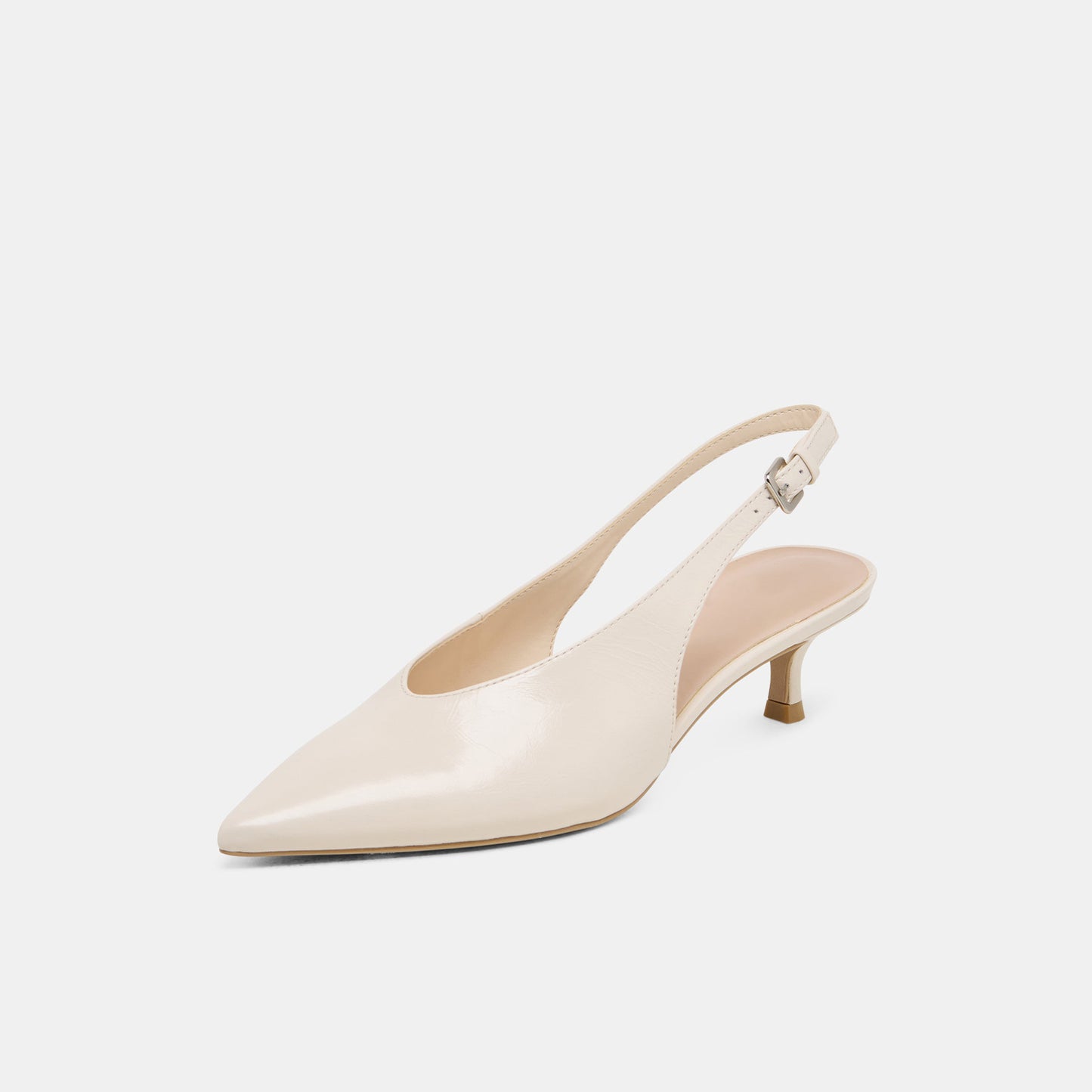 Bone Classic Pointed-Toe Slip-On Slingback Kitten Heels