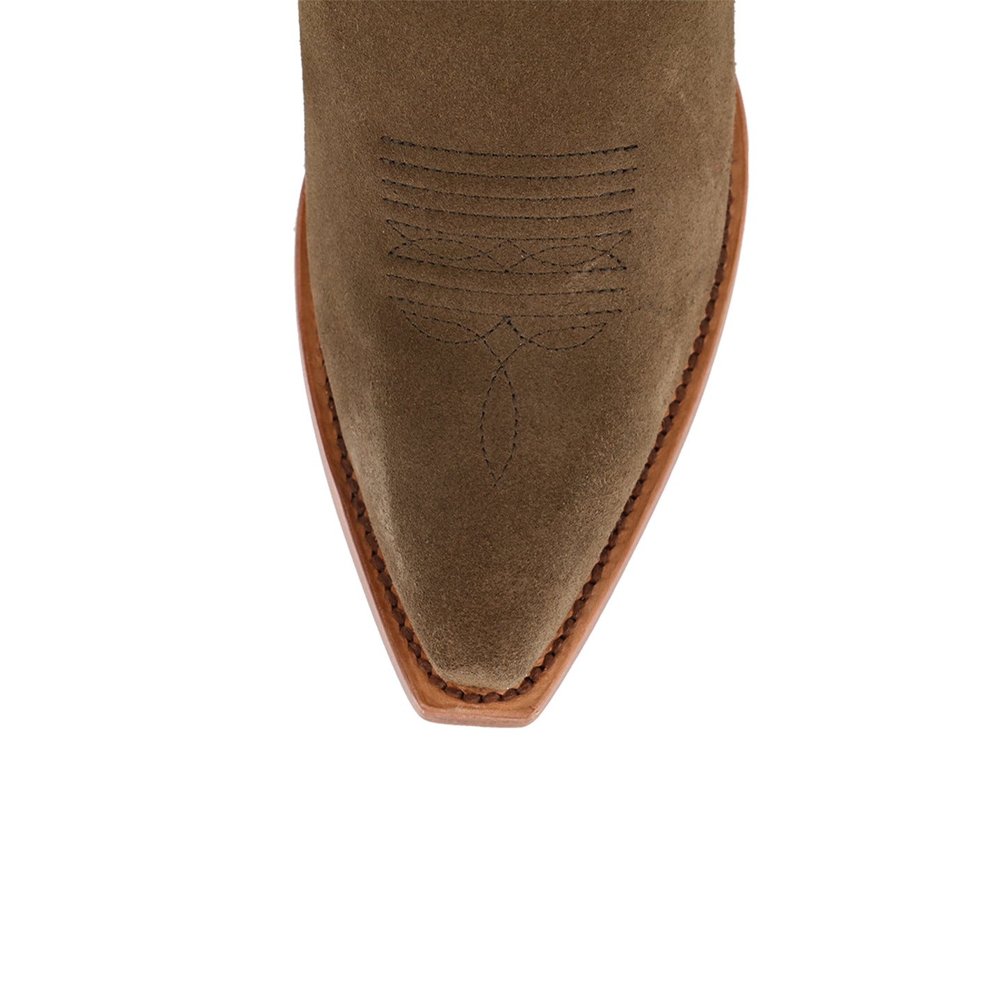 Brown Faux Suede Snip-Toe Classic Simple Mid Calf Cowgirl Boots