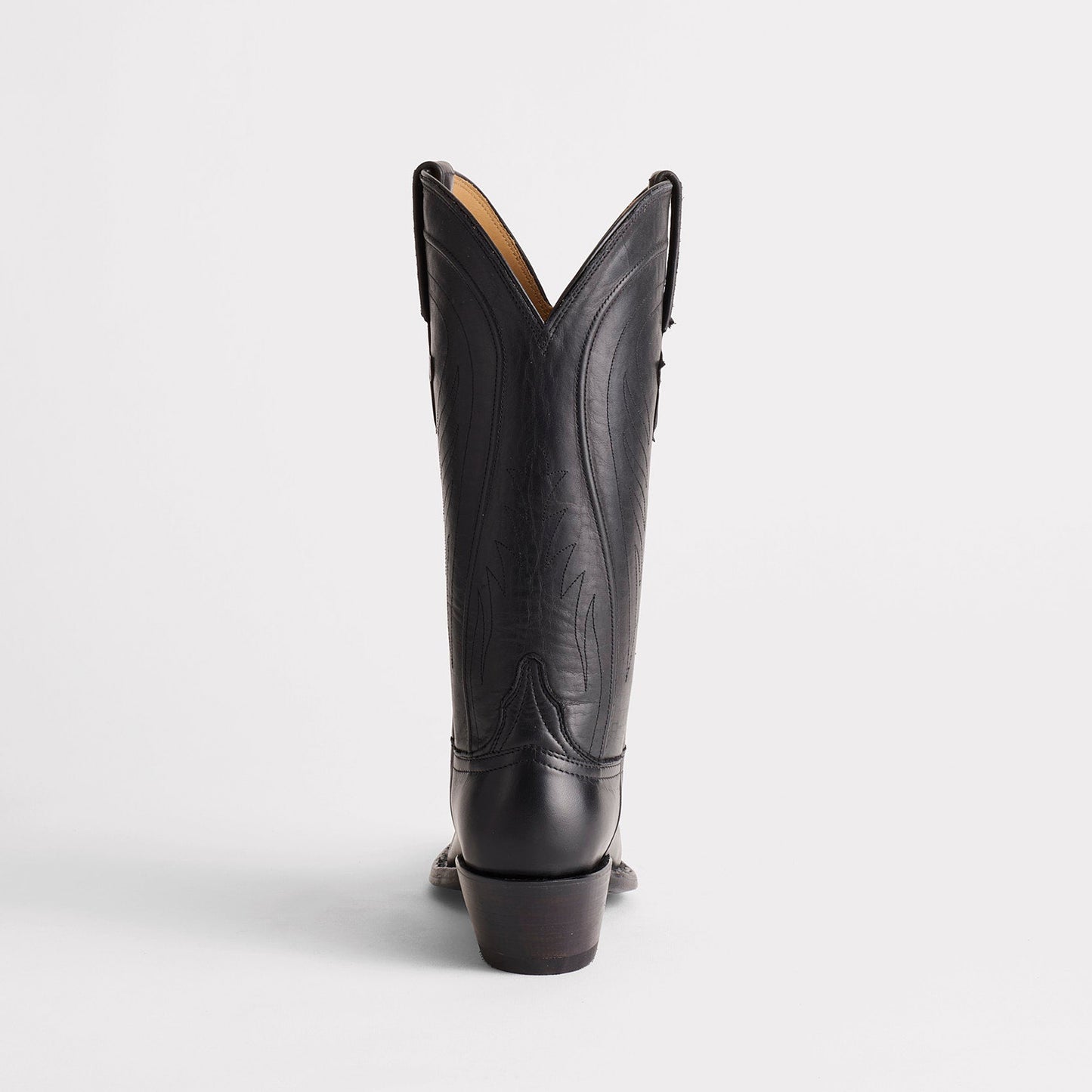 Black Round-Toe Simple Mid Calf Chic Classic Cowgirl Boots