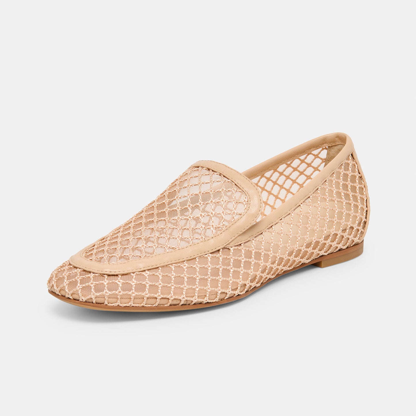 Beige Mesh Square-Toe Simple Classic Slip-On Ballet Flats