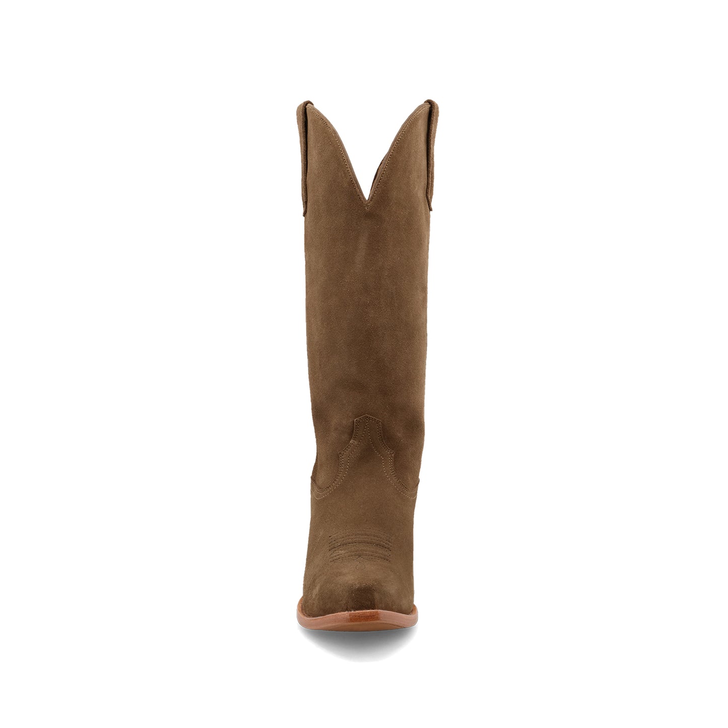 Brown Faux Suede Snip-Toe Classic Simple Mid Calf Cowgirl Boots