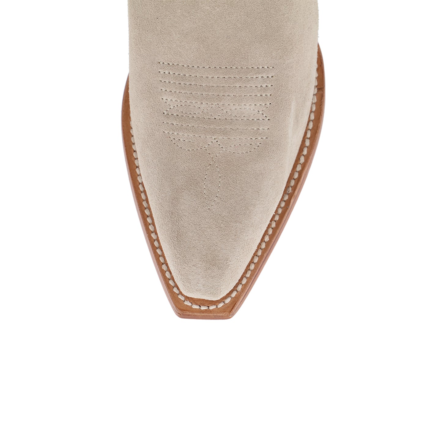 Taupe Faux Suede Snip-Toe Classic Simple Mid Calf Cowgirl Boots