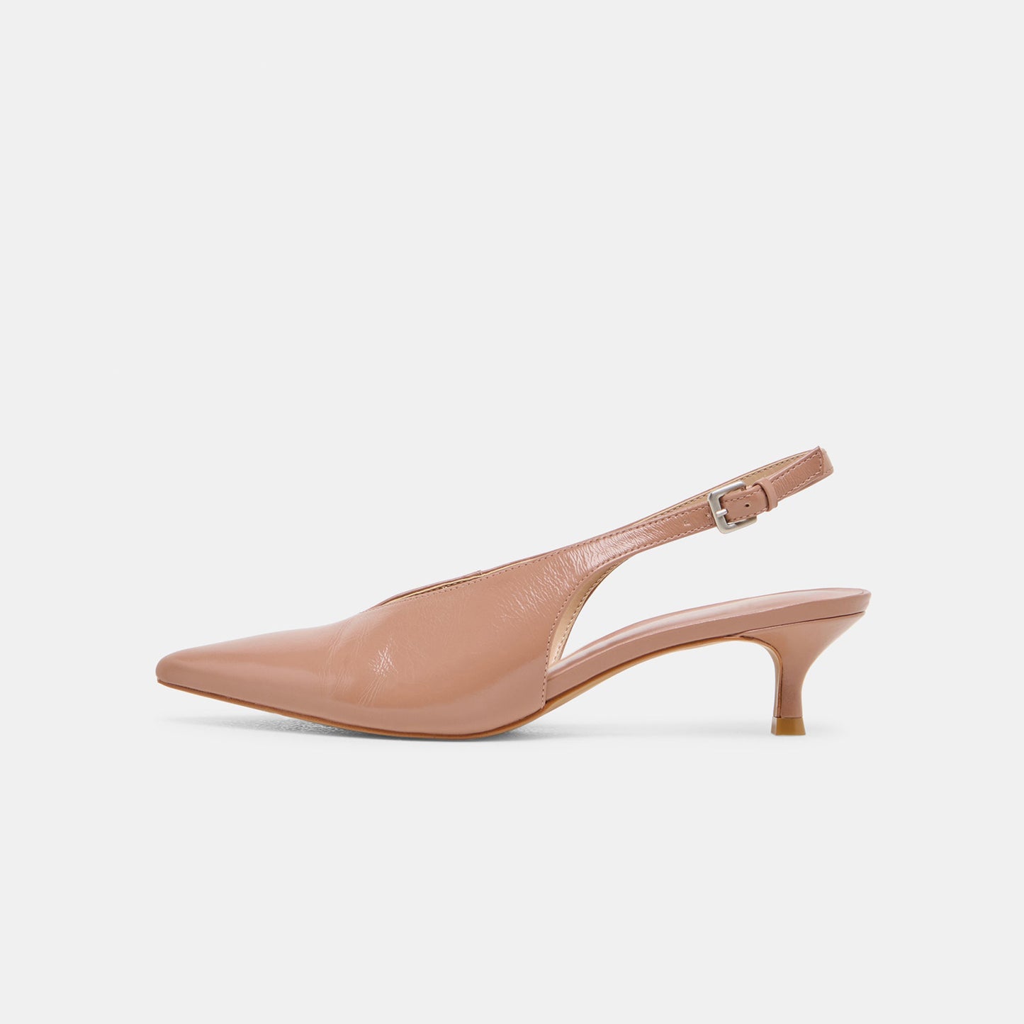 Nude Classic Pointed-Toe Slip-On Slingback Kitten Heels