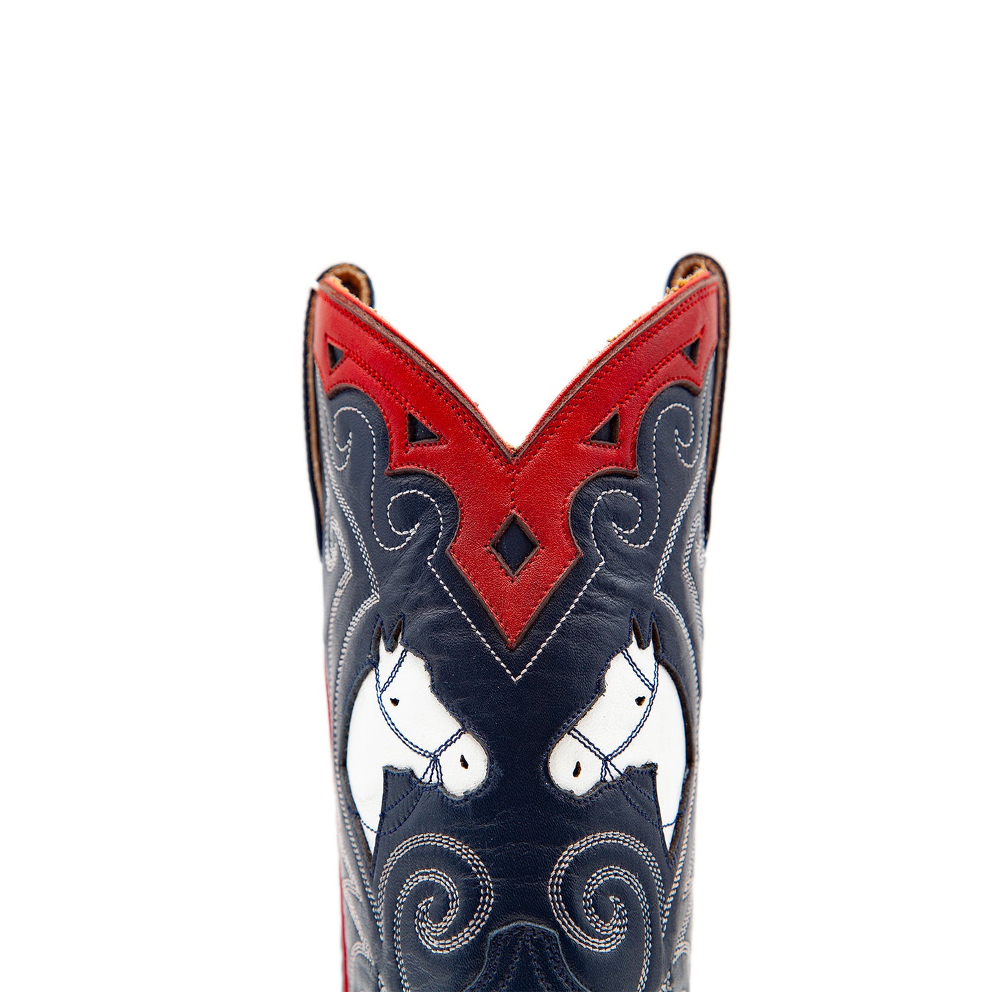 Navy Blue Pointed-Toe Embroidery Horses Inlay Ankle Cowgirl Boots